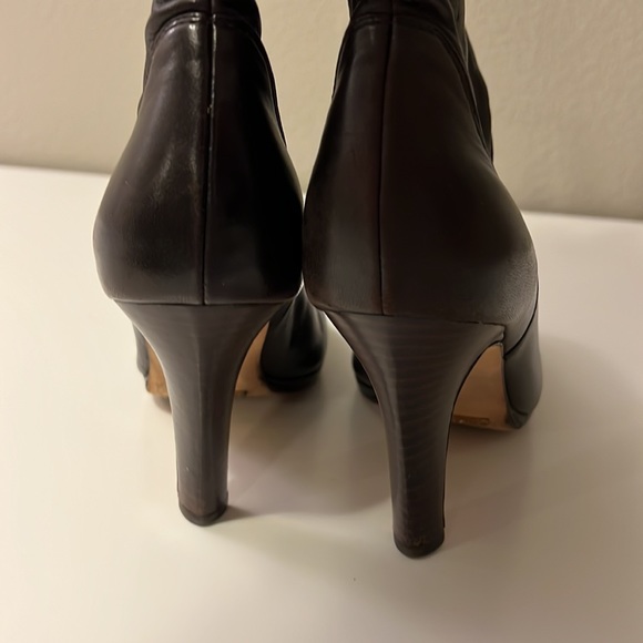 Brown Stretch Cole Haan Crackle Leather Boots Sz 91/2 - Picture 5 of 6